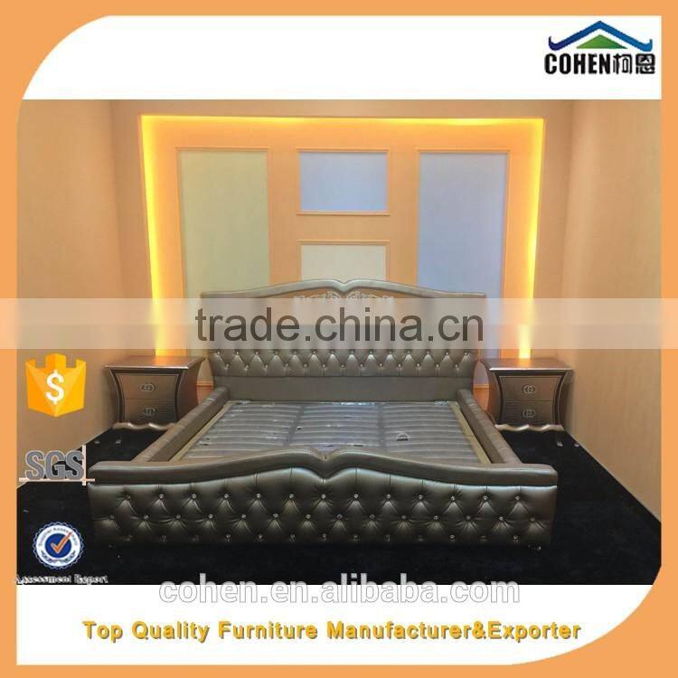 2016 new top quality home used furniture top genuine real leather bed