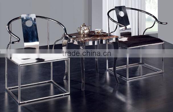 2015 white and black dairy cow leather stainless steel leisure chair A816