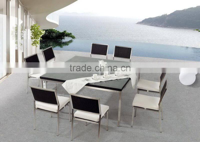 Top Glass and Ivory Dingning Table 6 Chairs Set
