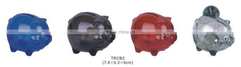Colorful Clear Glass Chubby Pig Piggy Bank Saving Money Coin Box gift for Kids