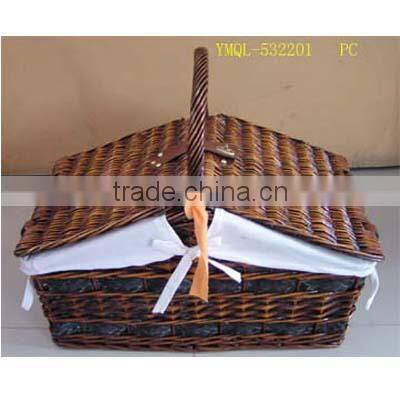 100% handmade cheap willow wicker basket with handle