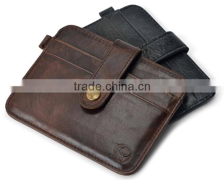 Genuine leather wallet men crazy horse card holder credit card holder rfid blocking customized