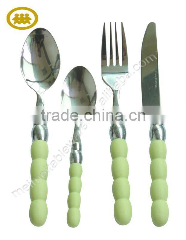 Colorful handle stainless steel 16pcs cutlery set wilth pp stand