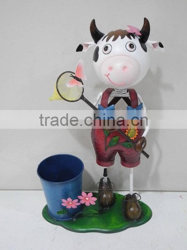 Low price metal cow planter for home garden ornament