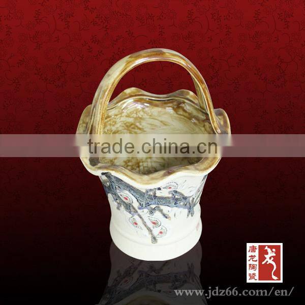 Special design excellent quality handmade ceramic fruit basket for home usage