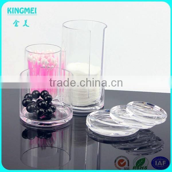 Red acrylic new product round swab box,toothpick box with lid