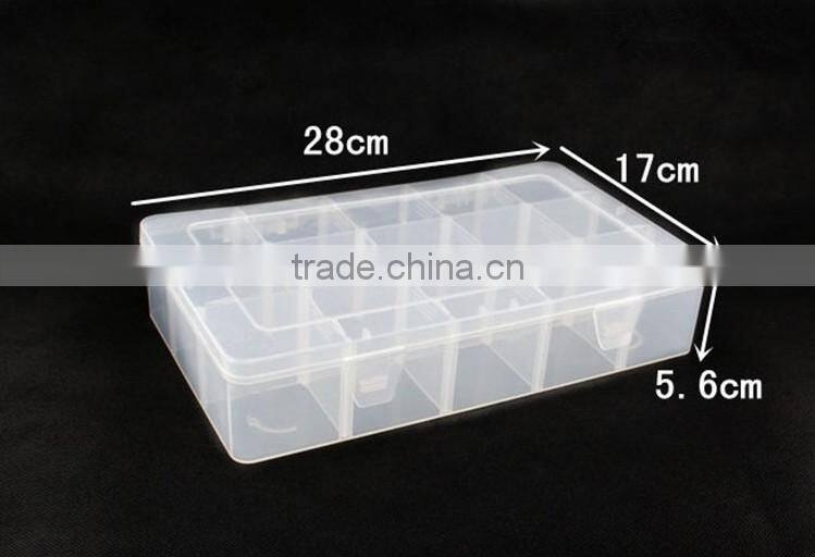 27x16cm 15 slots Transparent Plastic DIY Tool Organizer Jewelry Bin Storage Box with dividers