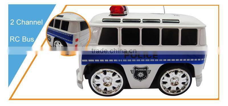 2.4G 2CH electric car remote control rc bus toy with police flashlight & music
