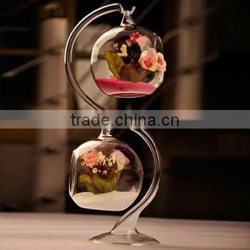 Modern Hanging Clear Round Crystal Glass Vase Flower Balls Terrarium Vases For Wedding Decoration Dia 8 cm