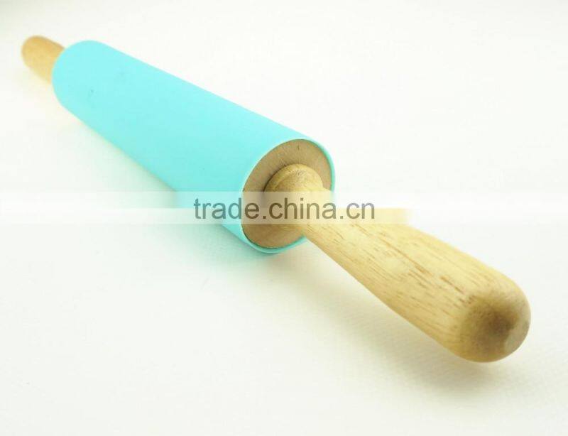 16161 Rolling Pin Non-Stick Silicone Surface Rolling Pin Wooden Rolling Pin Handl