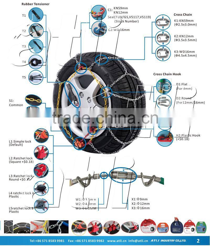 ATLI Snow Chains, Tire chains,snow sock for car