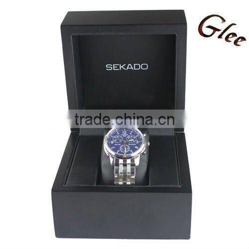 Screen logo black paint wooden watch box