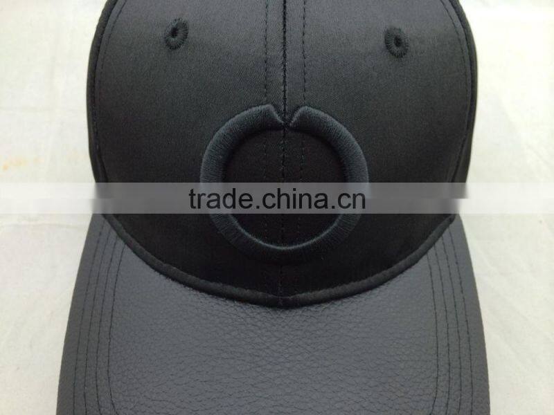 custom fashion leather baseball cap with 3d embroidery