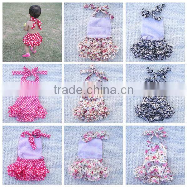 Factory direct sale cute baby bubble sunsuit rompers with ruffle