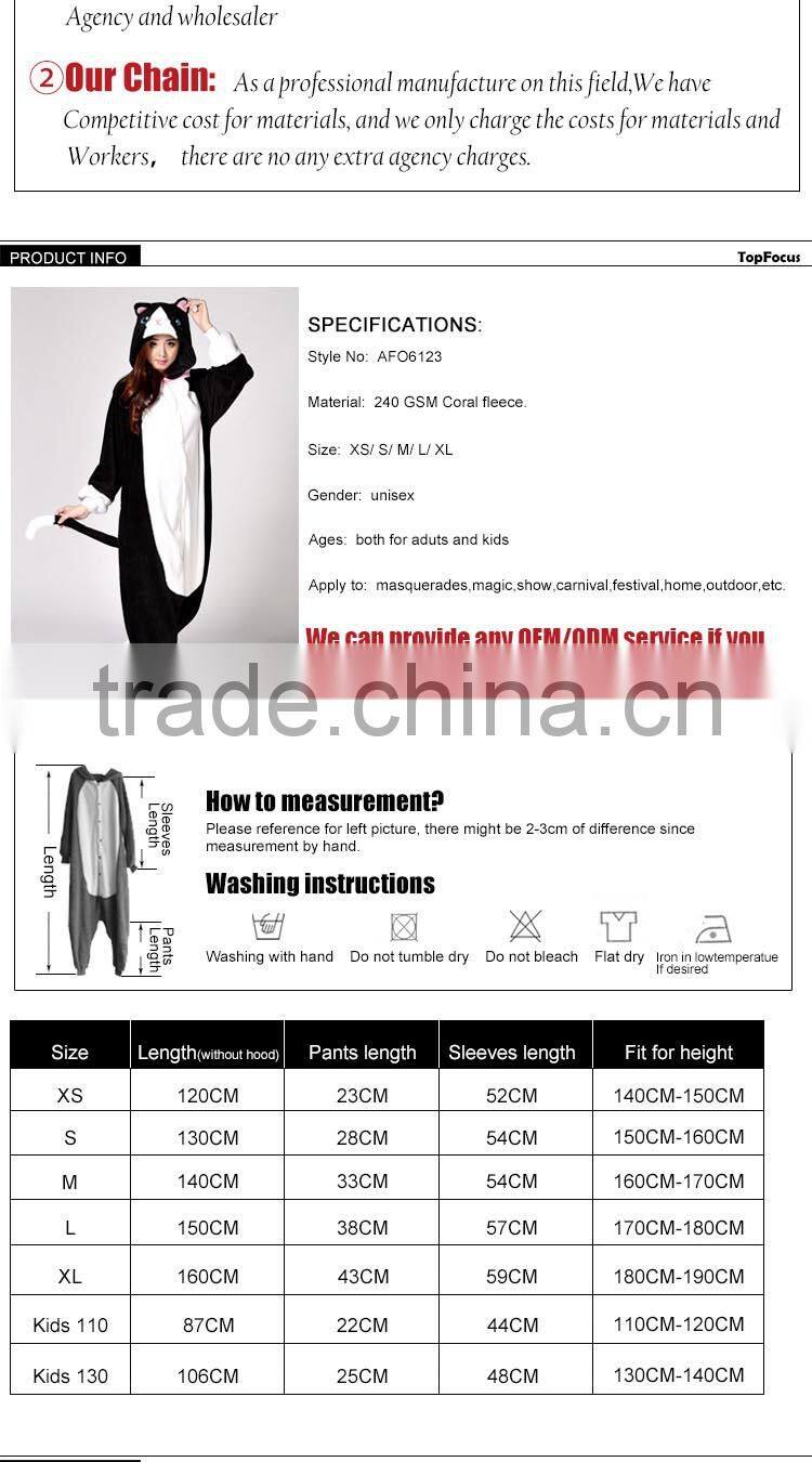 Flannel Fleece Cat Funny Carnival Costume Adult Couple Animal Onesie wholesale