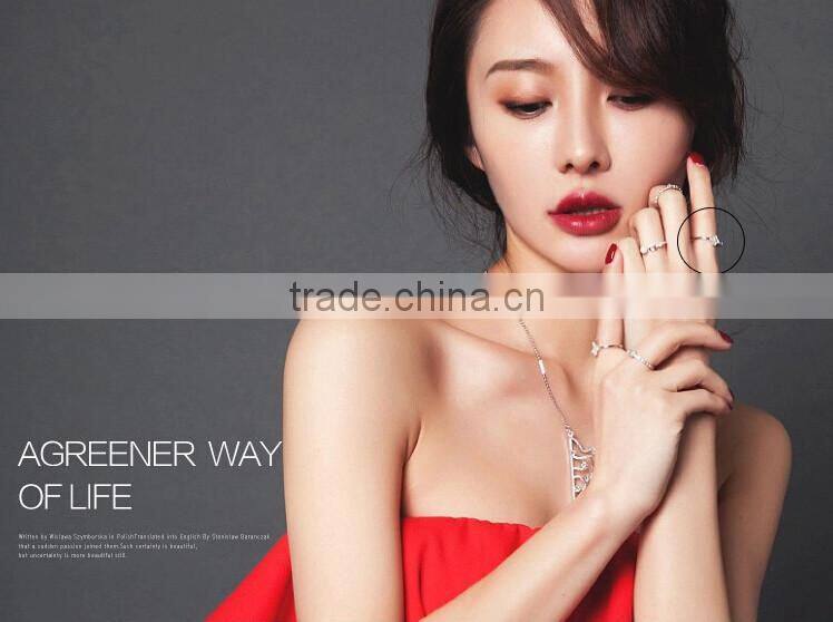 Spritual charm accessory Lucky Clover design top zircon diamond sterling 925 silver open ring