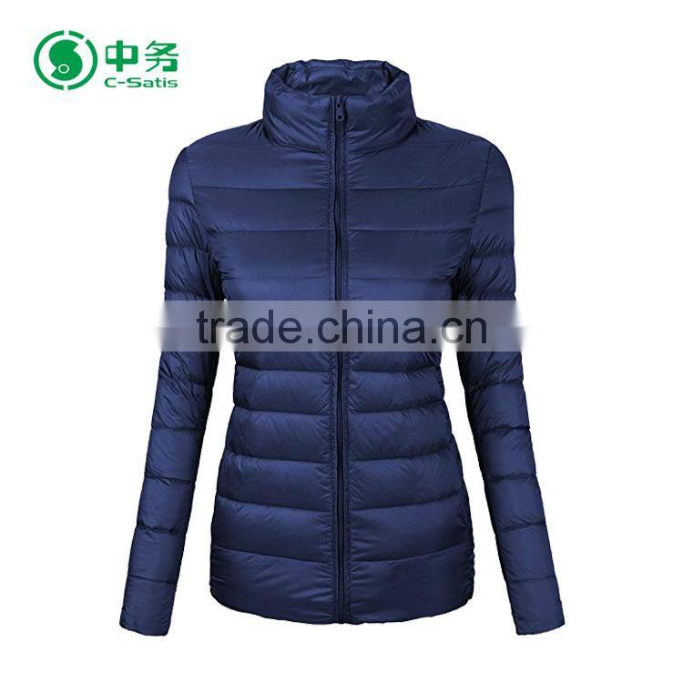European Style Winter Shiny Ultra Light Thin Foldable Women Goose Down Jacket