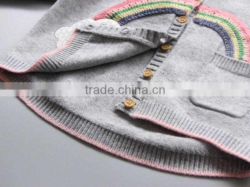 kids girls rainbow comfy 100% cotton button down cardigan sweater
