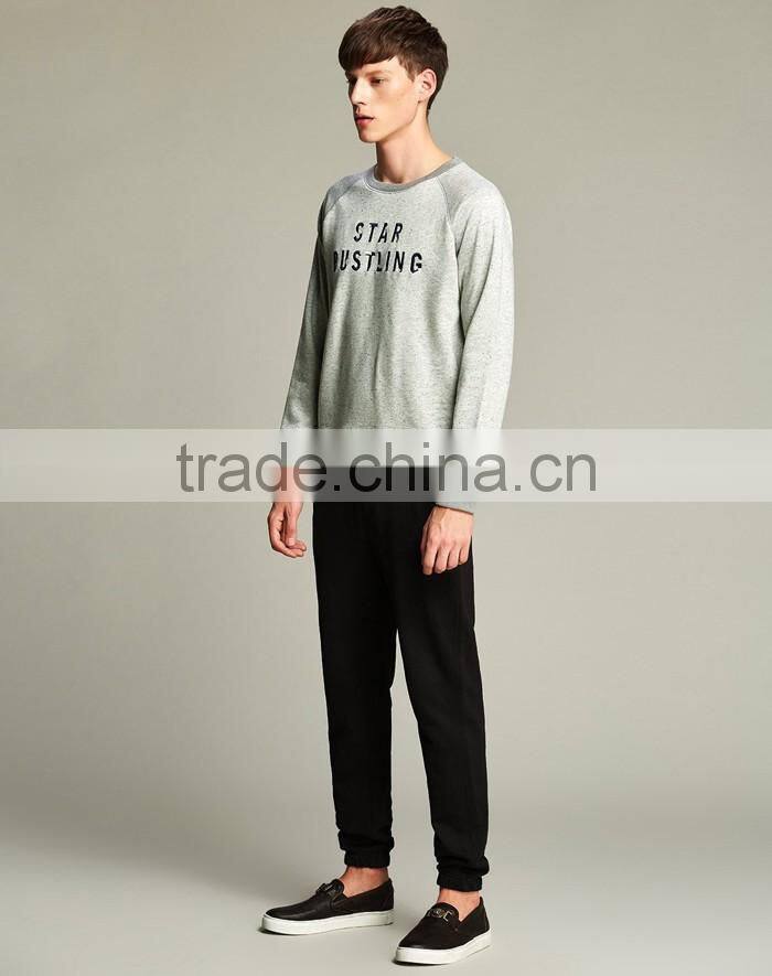 Men's grey custom casual fashion printed embossed sweatshirt