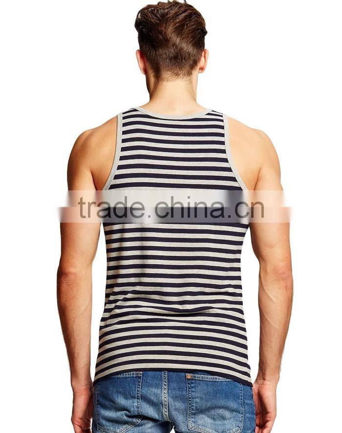 High quality mens classic stripes eco-friendly stringer tank tops