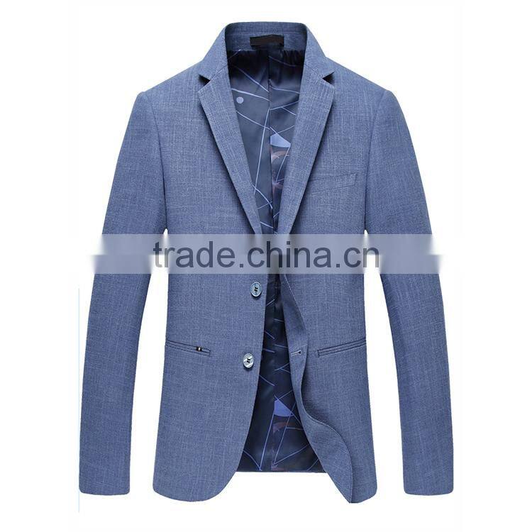 Wholesale Latest Design Royal Mens Fashion 2 Button Blue Suit Jacket Blazer With Sleeve Cuff