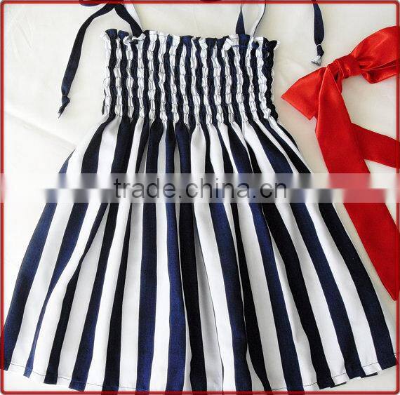 Manufacturer Baby Stripe Frock Bowknot Children's Frilly Elegant Dresses
