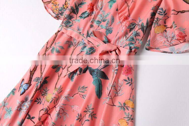 F20047A High quality europe style beautiful women printed dress