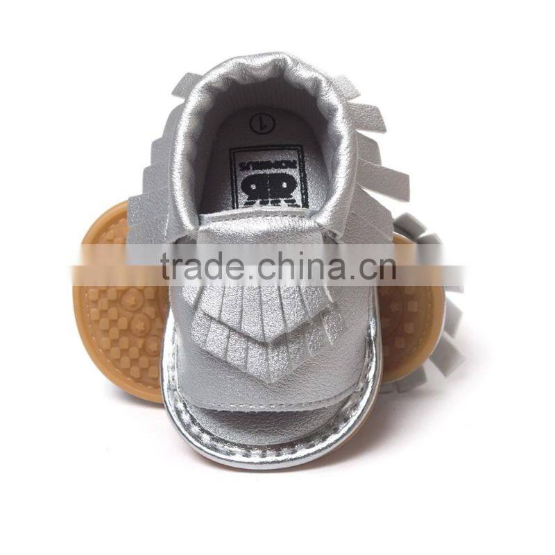 Artificial leather fringed baby summer sandals, hard sole baby summer sandals