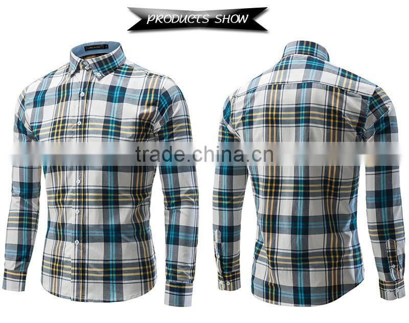 New product 2016 European fashion 100% cotton yarn dyed plaid shirt wholesale men's clothing