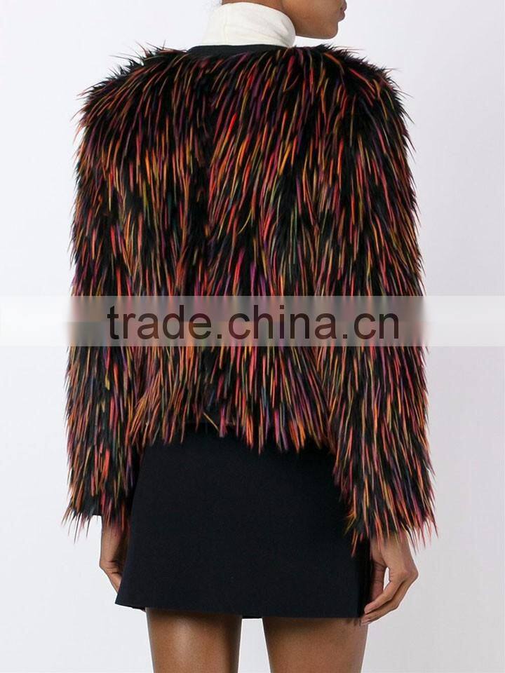 Shandao OEM fine quality long sleeve fashional polyester denmark mink fur coat
