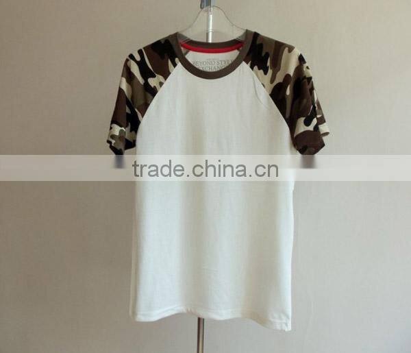 Customer Raglan t-shirts with cotton camouflage sleeve