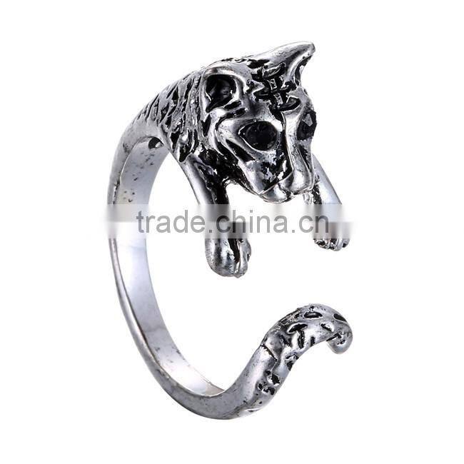 Silver Bronze Plated Tiger Knuckle Ring Animal Open Mouth Unisex Rings