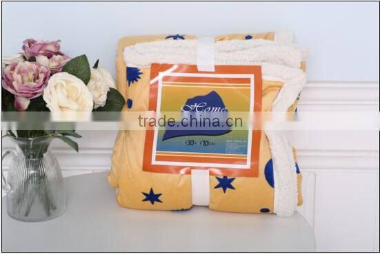 2015 new design 100% polyester Flannel Sherpa Plaid Blanket