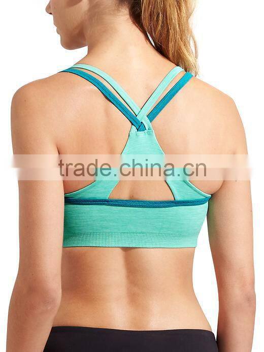 Custom Factory OEM Service Yoga Wear Sexy Polyester Spandex X Back Sports Bra