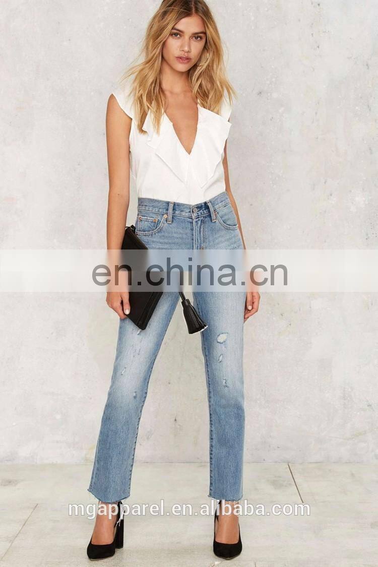 Wholesale women shirts and tops latest women cotton ruffle top