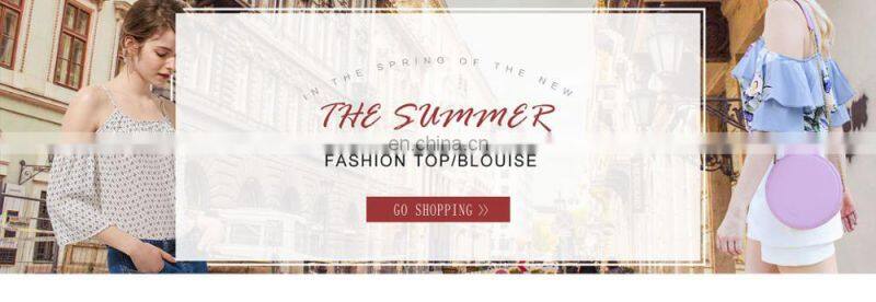 2017 Fashion Design Puff Sleeve Wrapped Top Deeper V Neck Ruched Sleeve Wrap Blouses In Blue