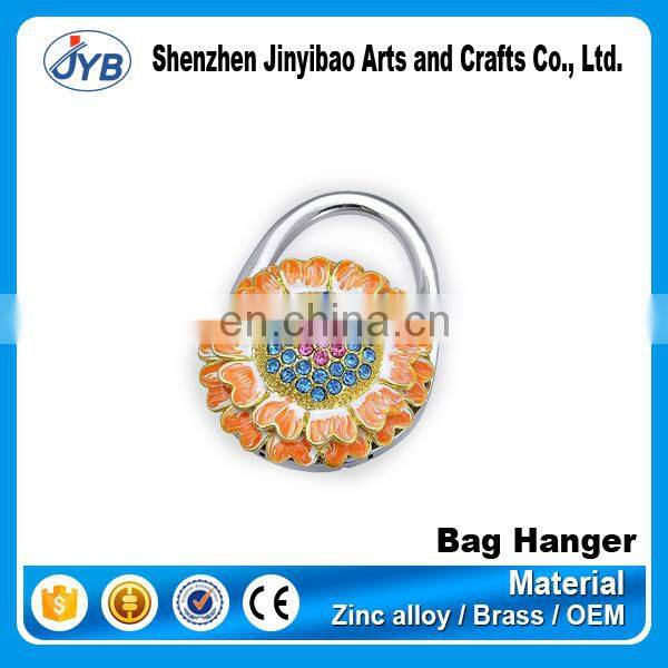 Promotional acrylic heart shape diamond metal bag hook/purse hanger