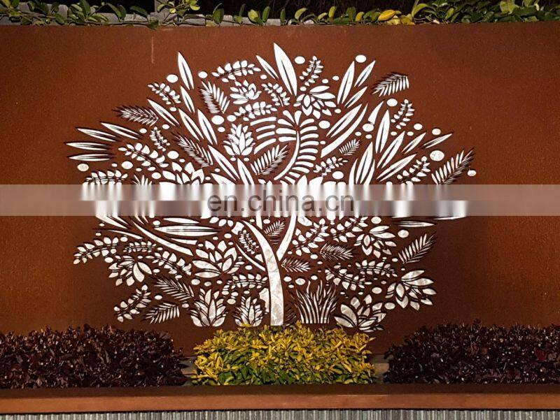 corten steel rusted garden screen corten steel laser cut screen art