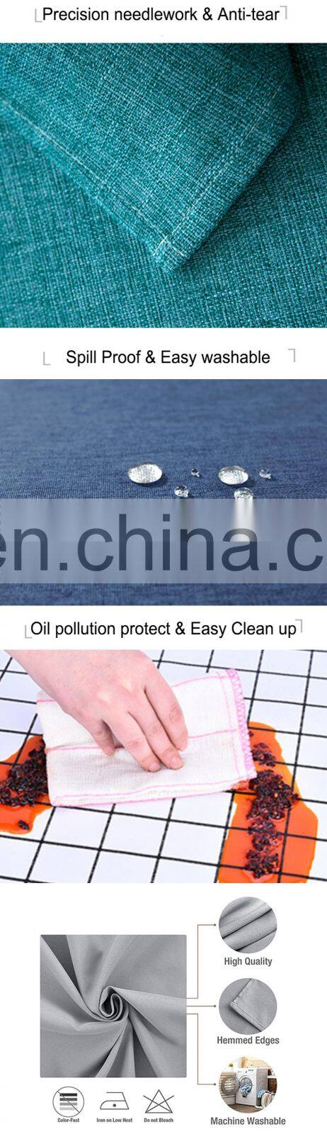 100% Polyester stain resistant waterproof printed checks dark blue checkered pattern table cloth