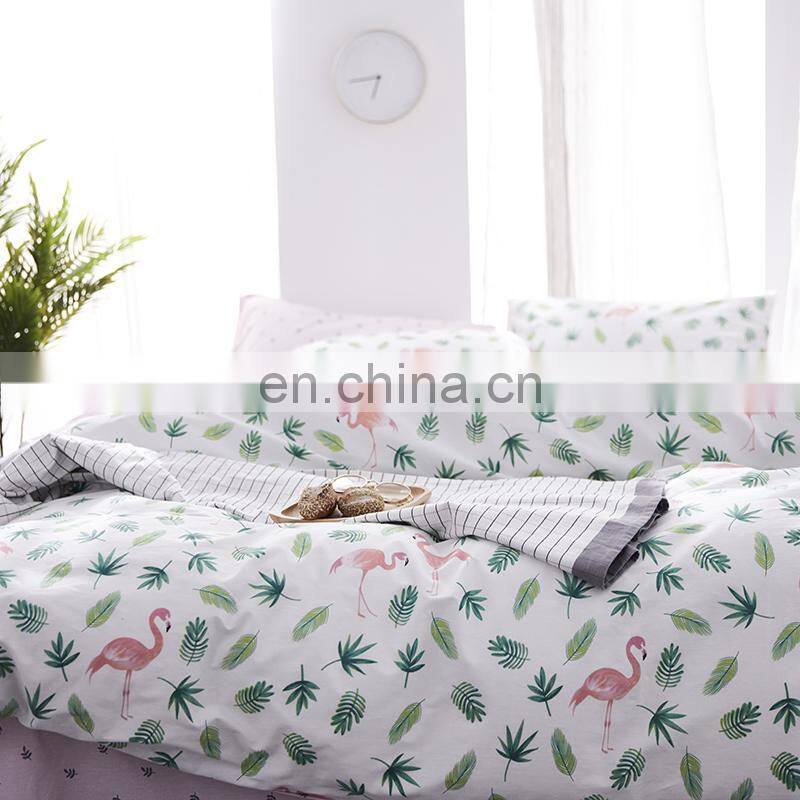 i@home Whole sale modern 100% cotton modern bedding sets linen sheets duvet cover with flamingo delicate pattern for living room