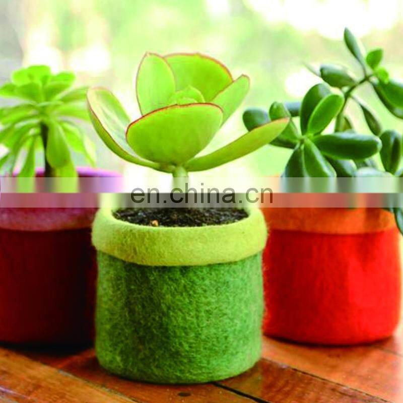 yellow customized color felt fabric pot with handles cheap high quality bag vegetable grow bags
