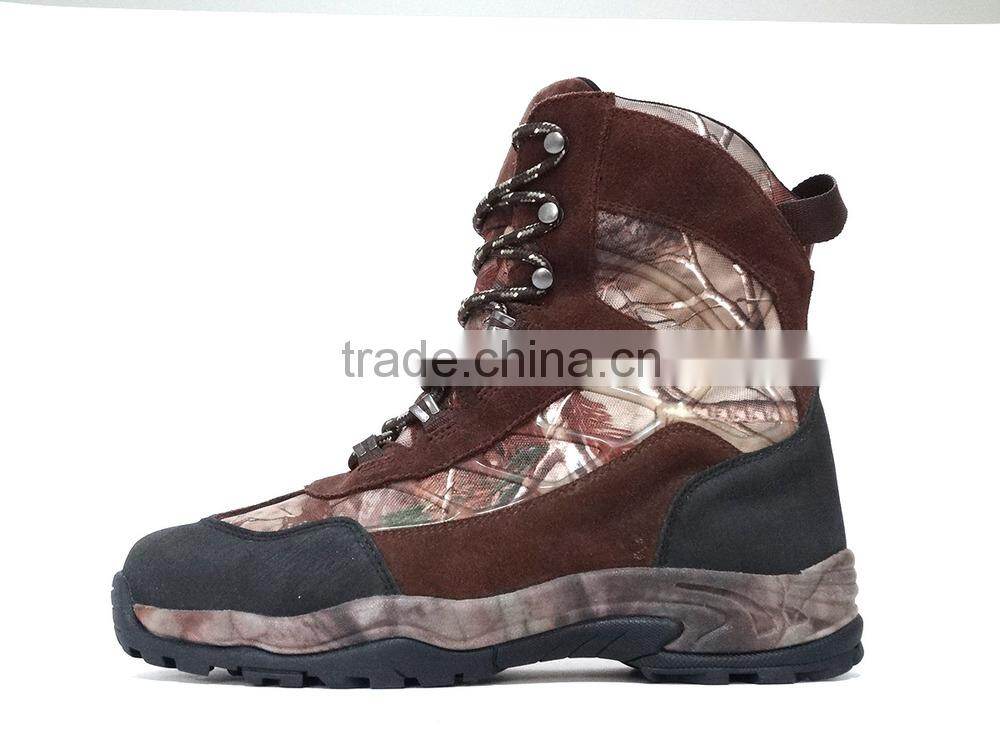 Men Suede leather and canvas upper camo waterproof hunting boots