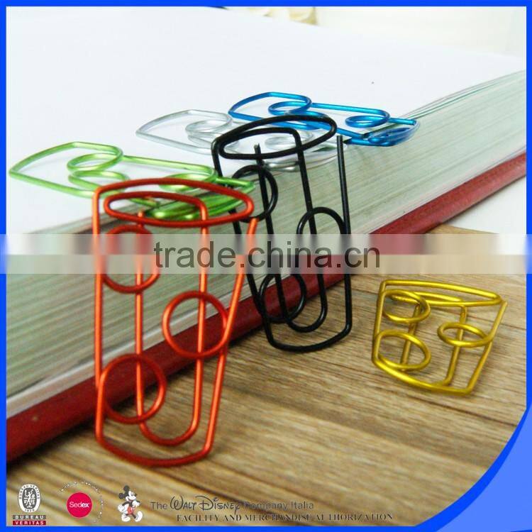 Metal material shiny PET coated iron wire cup shape paper clip