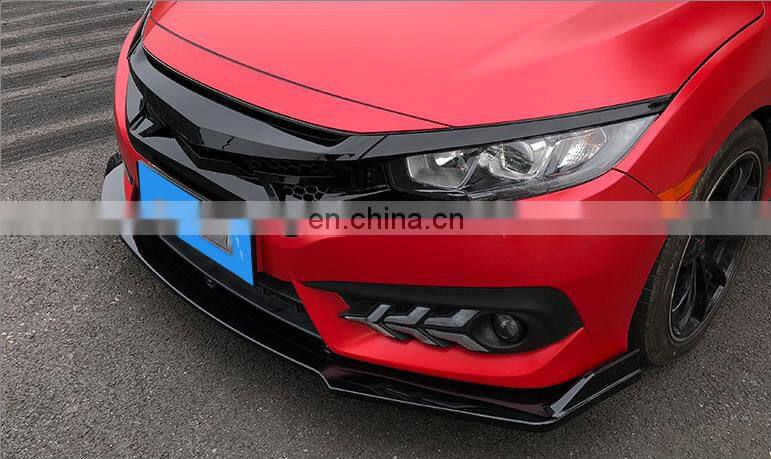 Honghang Auto Accessories Factory Manufacture Car Parts Gloss Black, ABS Material Universal Front Bumper Lip For All Cars
