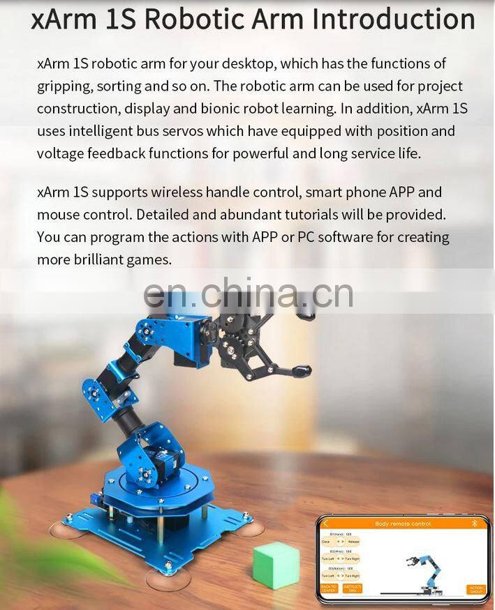 xArm 1S 5DOF Robot Arm Robotic Mechanical Arm with Bus Servos Torque 25KG For Programming (Assembled)