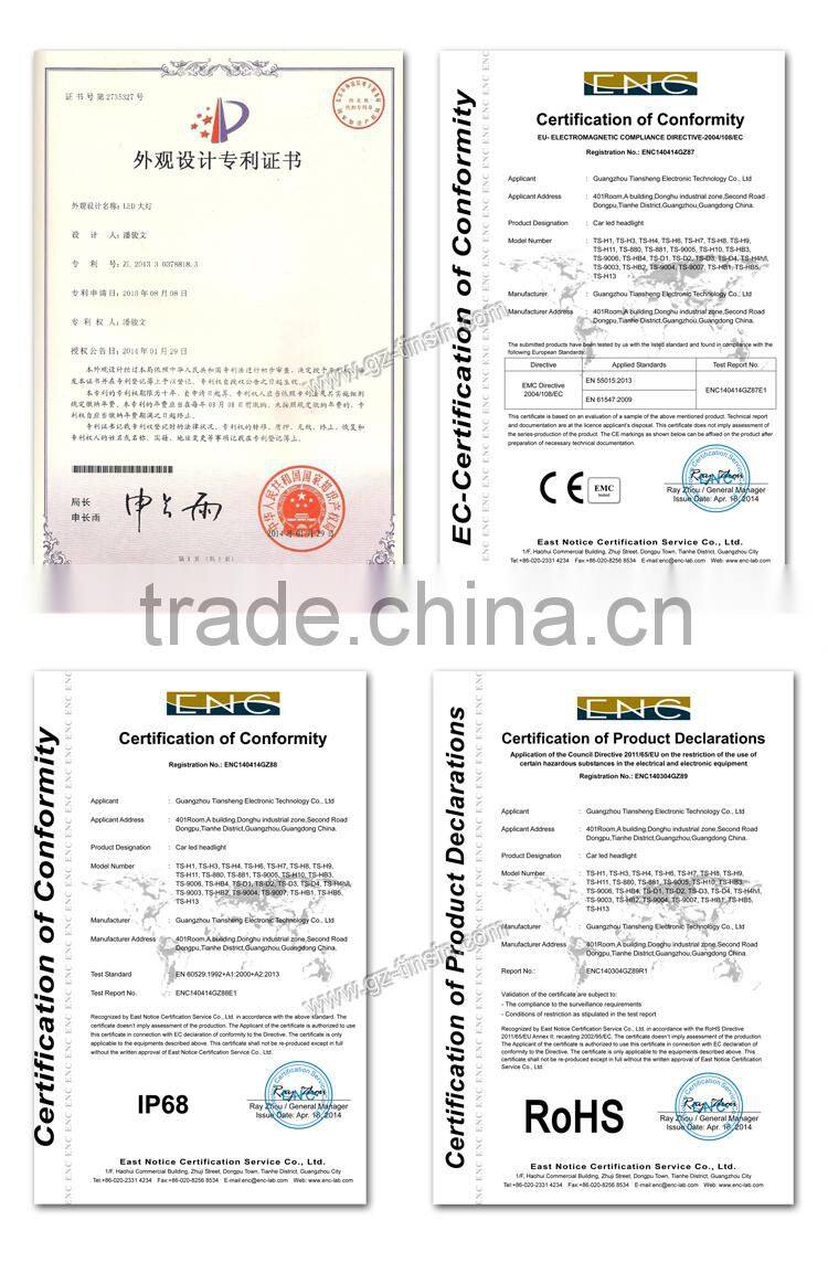 Tinsin gen 2s auto led headlights 9v 32v 3600lm 30w H13 RoHS