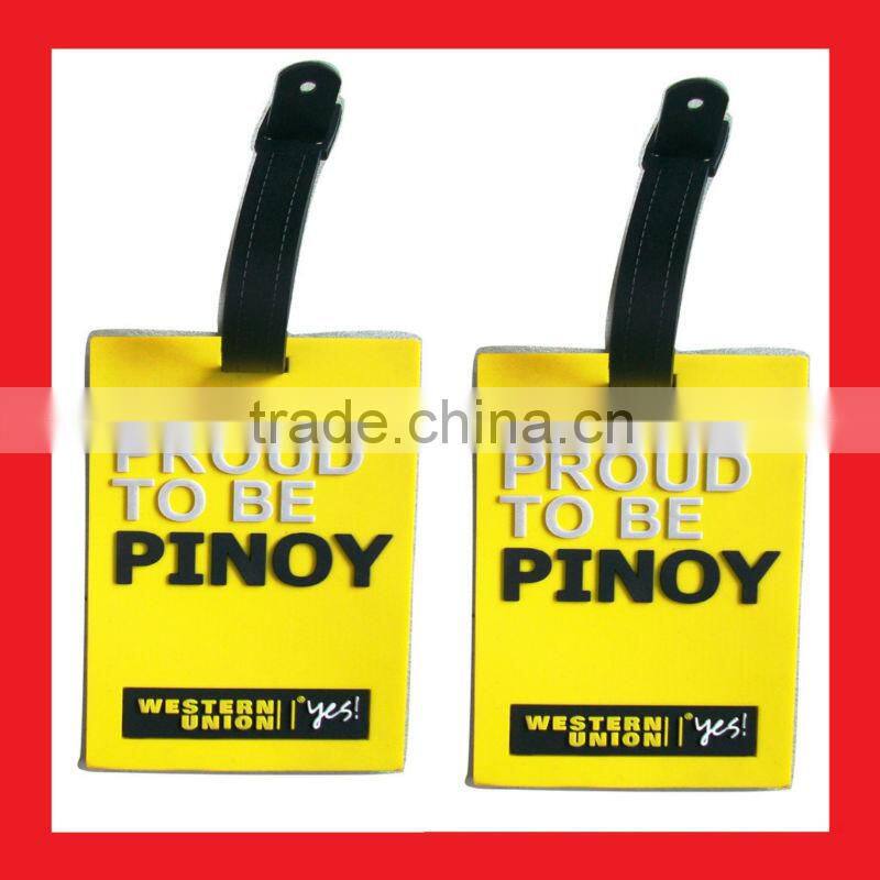 luggage Tag with insert name card, 2D embossed silicone luggage tags