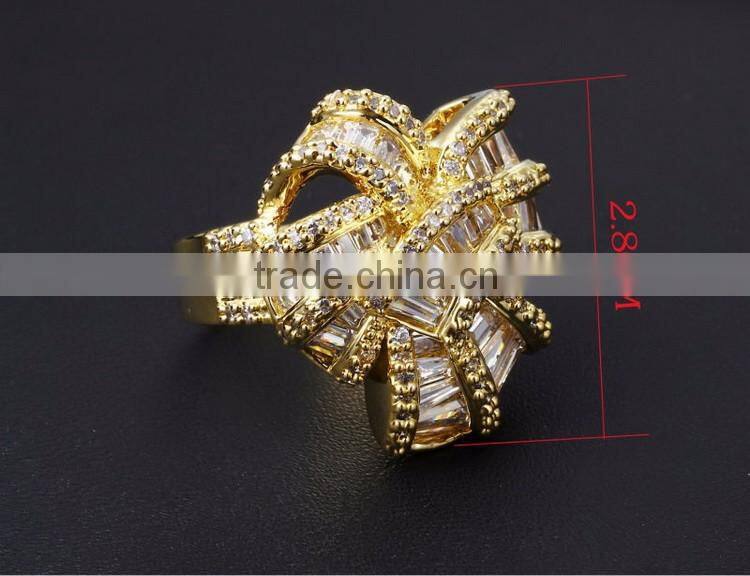 New African Design Wedding Luxury Style Baguette Zircon Crystal Women CZ Jewelry Ring