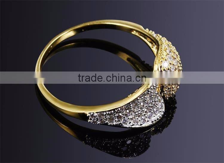 Double Heart Shape Lover Gift 18K Gold and Rhodium Plated Marriage Proposal Ring