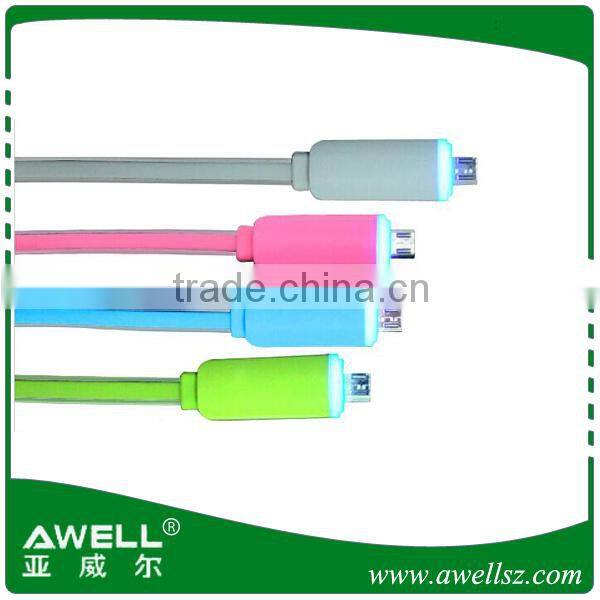 LED usb cable for micro mobile phone,can sync data transfer